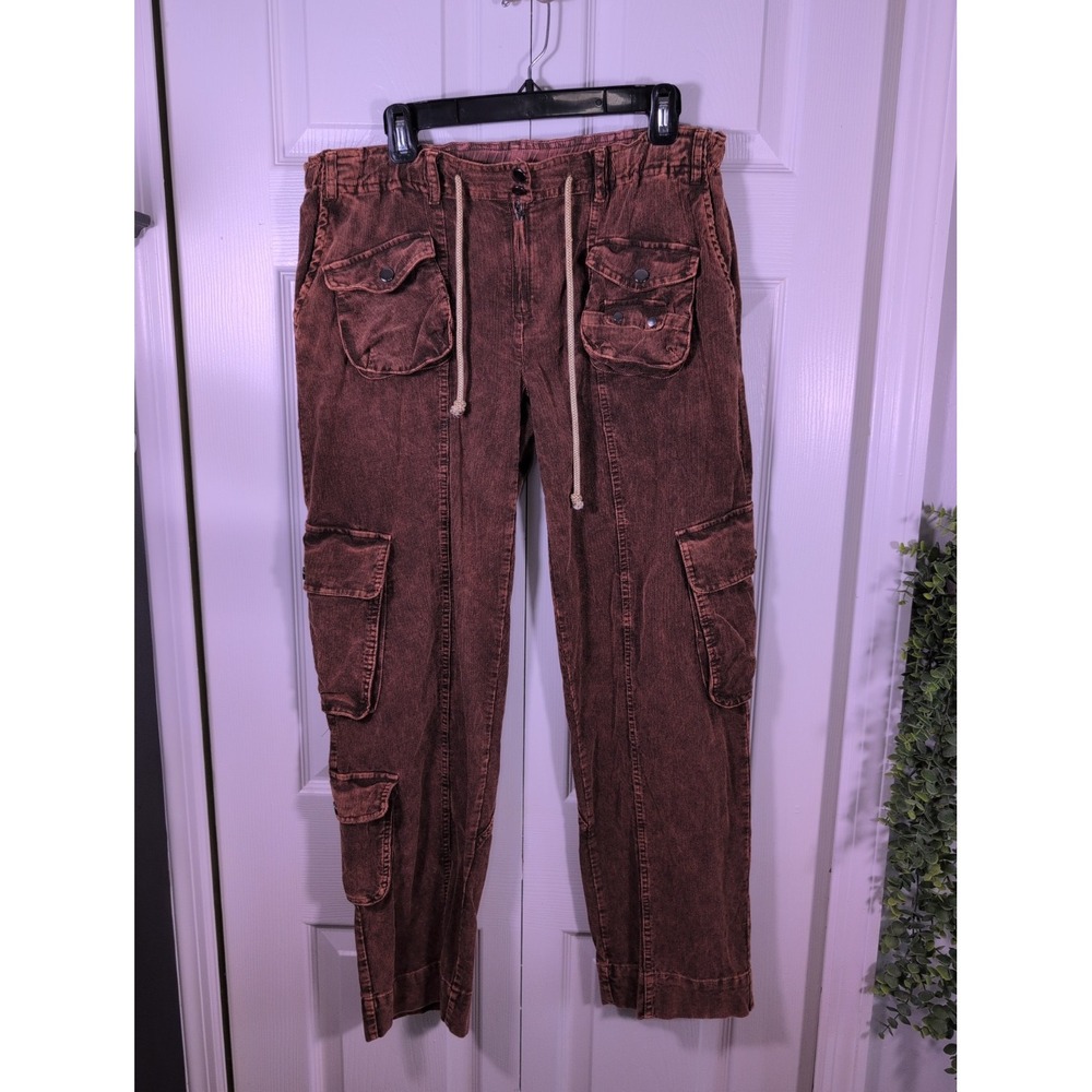 Oli & Hali Womens Acid Wash Cargo Pants Medium Brown